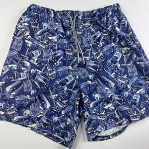 Peter Millar Swim Trunks Mens Large Blue Cocktail Print Seaside